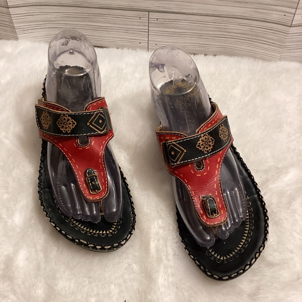 Stylish Red and Black Women's Sandals